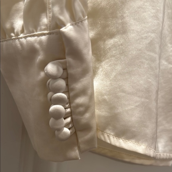 Cream Ruffled Bib Collar Blouse satin - Picture 4 of 5